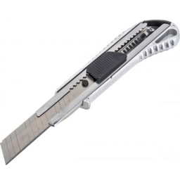 Нож 18 мм МОНТАЖНИК со сменным лезвием, алюминиевый корпус, кнопка Easy Slider