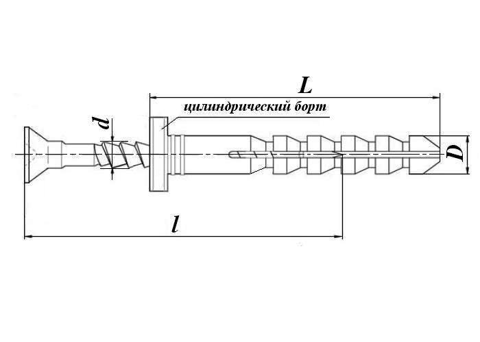 Дюбель гвоздь чертеж